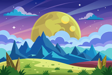 landscape with mountains and blue sky