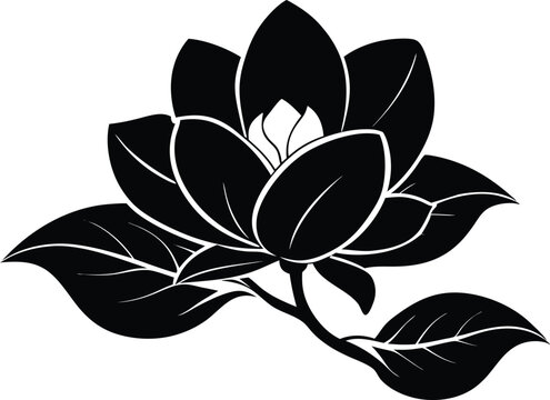 recommend clip art: magnolia flower silhouette vector,floral design illustration 