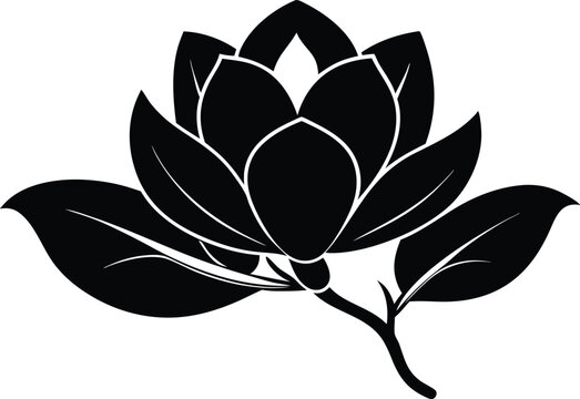 recommend clip art: magnolia flower silhouette vector,floral design illustration 