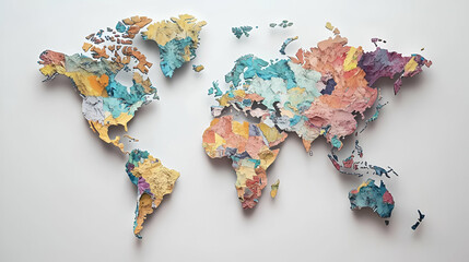 Colorful Textured World Map Illustration on White Background