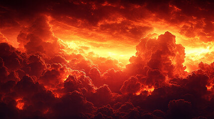 Dark red sky filled with swirling scary clouds creates an ominous, dramatic atmosphere. Symbolizes danger, tension, and powerful emotion in a surreal, apocalyptic, or psychological landscape.

