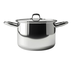 Cooking pot with lid kitchen product clean environment frontal view isolated on transparent background