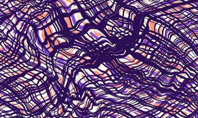 A purple and orange patterned background with a white stripe