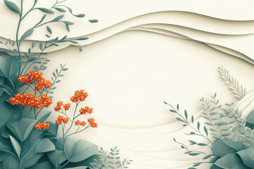 Serene floral design with soft gradients and layered textures, Blank background with copy space and negative space for text
