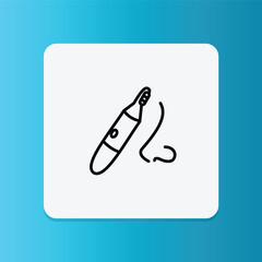 Thin line icon of a nose with a trimmer, representing grooming and nose hair maintenance.
