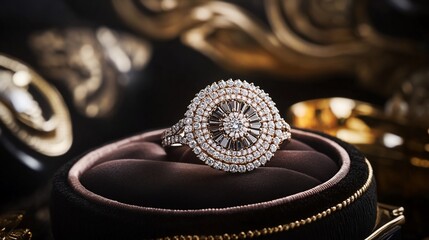 Diamond Ring on Plush Box, An Expression of Elegant Love and Enduring Commitment