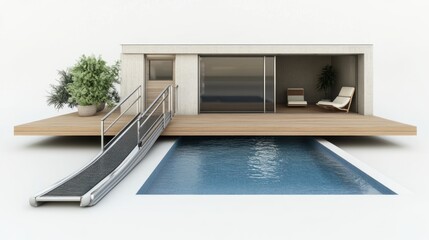 Modern house with pool and accessible ramp
