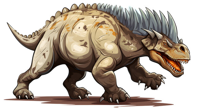 Professional Einiosaurus Charge Walk Cartoon Stock Illustration for Marketing Campaigns