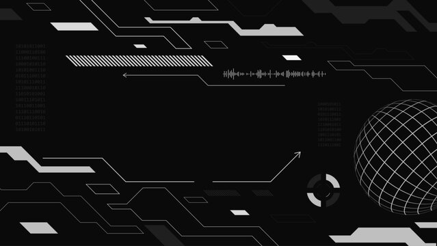 Futuristic Cyberpunk Tech Background. Black and White Digital technology banner