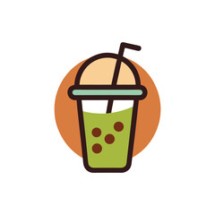 Bubble Tea Cup with Straw Logo for Beverage Shops