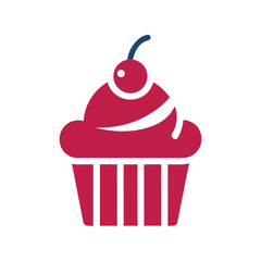 Cupcake with Cherry Logo for Bakeries and Desserts