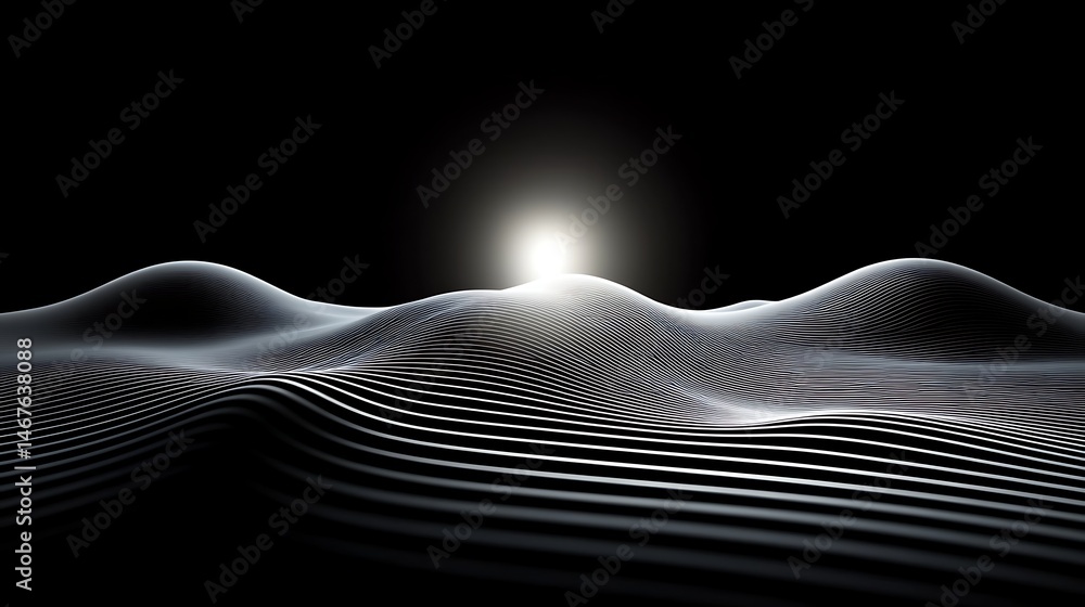 Poster abstract landscape with light source