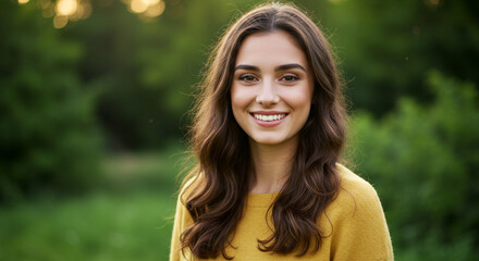 Fototapeta premium Portrait of a young woman with a warm smile. 