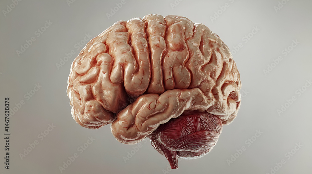 Poster detailed 3d render of a human brain with realistic texture
