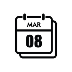 calender icon, 08 march icon with white background