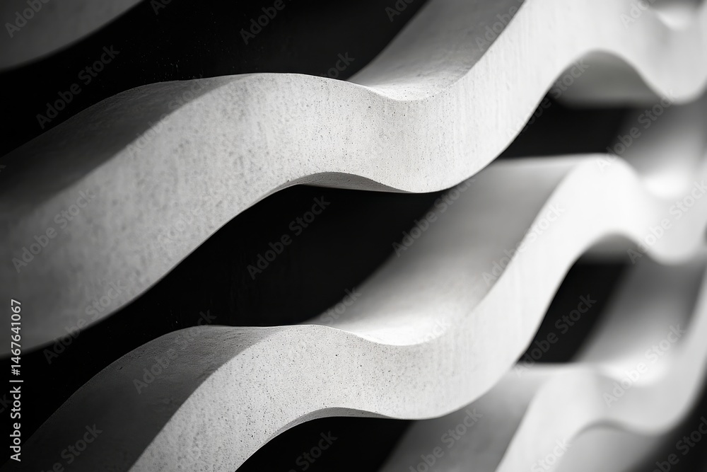 Poster artistic close-up of abstract piano keys in wave-like design against a dark background