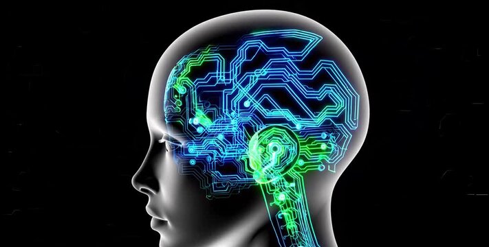 Digital human brain with futuristic neural network circuitry, ai