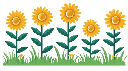 Sunny sunflower garden mosaic artwork vibrant floral arrangement summer blossom yellow petals green stems pixelated nature design cheerful art