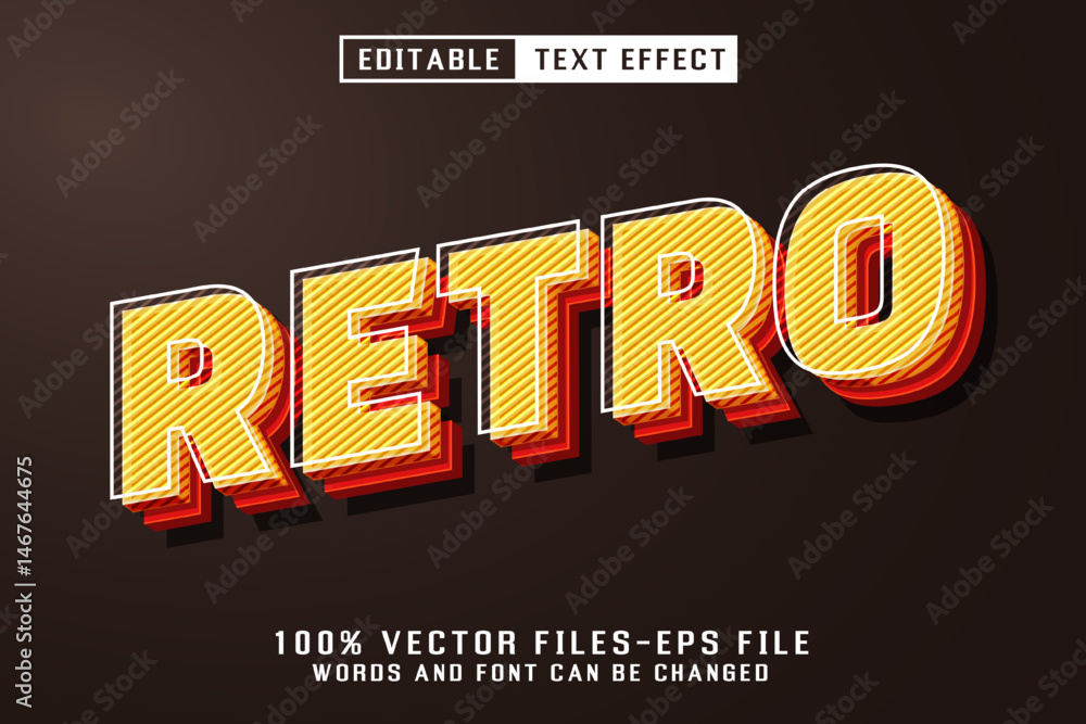 Poster retro 3d text - editable text effect