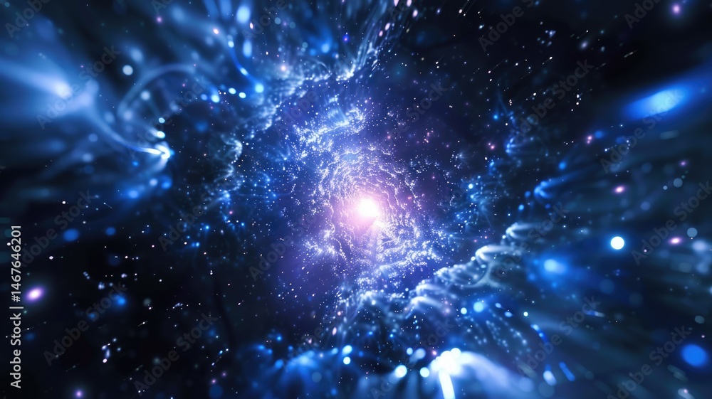 Poster abstract picture of wonderful blue wave in nebula style design connect and flow express energy dynam