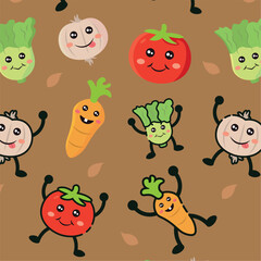 Funny vegetables cartoon mix. Vector