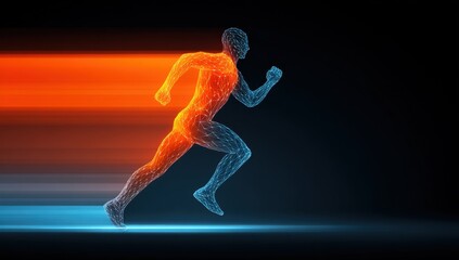 Naklejka premium Runner Visualization Digital Human Figure Motion