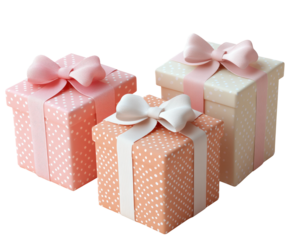 Gift boxes arrangement home decorative items festive top view celebration isolated on transparent background