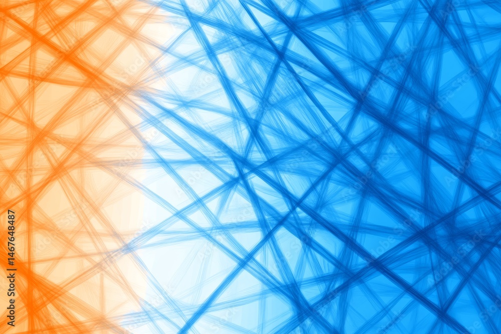 Poster abstract blue orange lines intersection - abstract featuring intersecting lines in shades of blue an