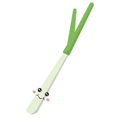 Cartoon green leek face. Vector