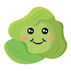 Lettuce with happy face. Vector