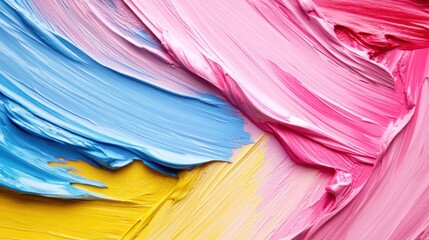 modern pink blue yellow oil canvas