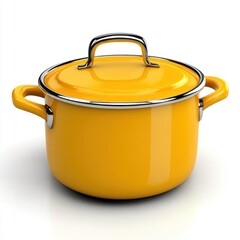 Bright Yellow Cooking Pot with Lid for Kitchen Cooking and Baking