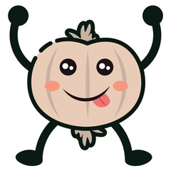 Funny garlic face icon. Vector