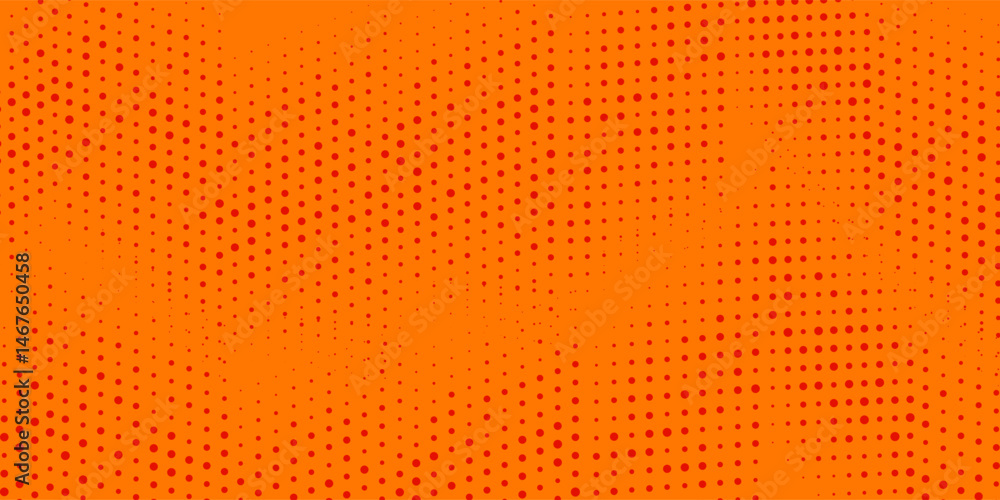 Poster dots halftone orange color pattern gradient texture with technology digital background. dots pop art