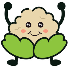 Cauliflower happy face. Vector