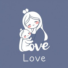 Charming Illustration of a Mother Embracing Her Child with Love