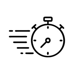 stopwatch with motion lines on transparent background for web and graphic design