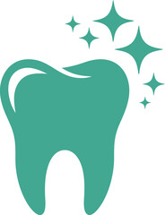 A clean healthy tooth with sparkling illustration dental care and dental hygiene concepts