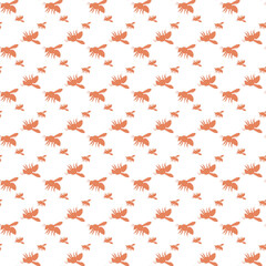 Seamless Pattern of Orange Ant Silhouettes on White Background