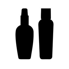 tall cosmetic bottle silhouette on transparent background for web and graphic design