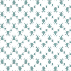 Fototapeta premium Seamless Pattern of Stag Beetles in Green on a White Background