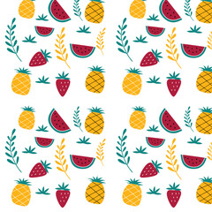Tropical Fruit Repeat Pattern, summer design,