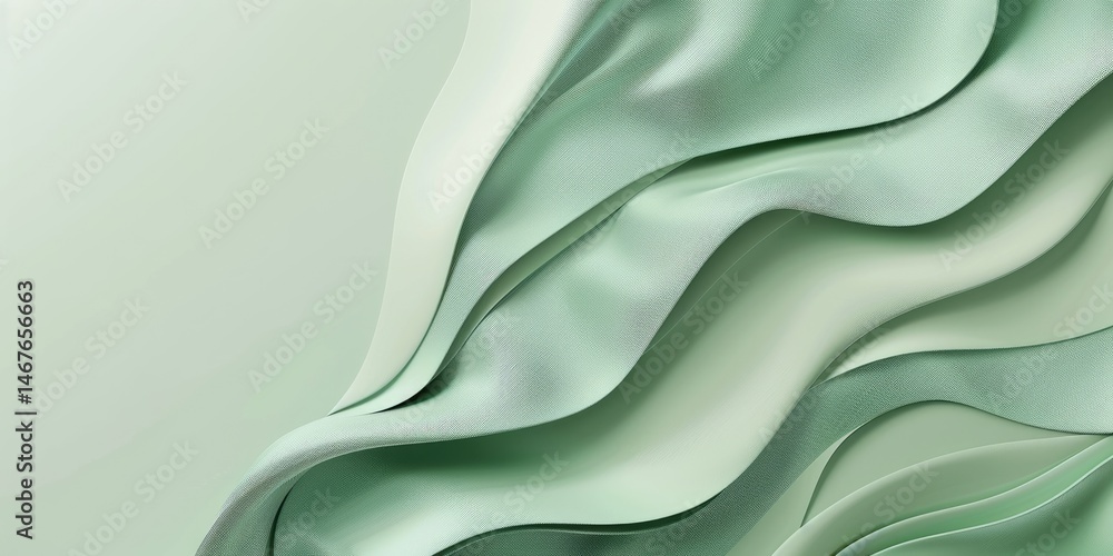 Poster swirling emerald green fluid shapes with marbled texture. background image of 3d rendering digital w
