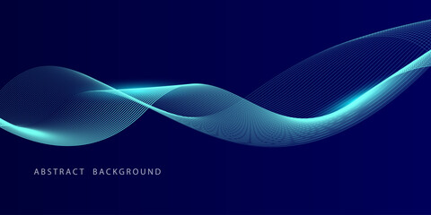 Abstract glowing wave lines on dark blue background. Futuristic technology concept. Suit for banner, poster, cover, brochure, flyer, website