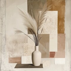 Minimalist vase with pampas grass in a muted color palette