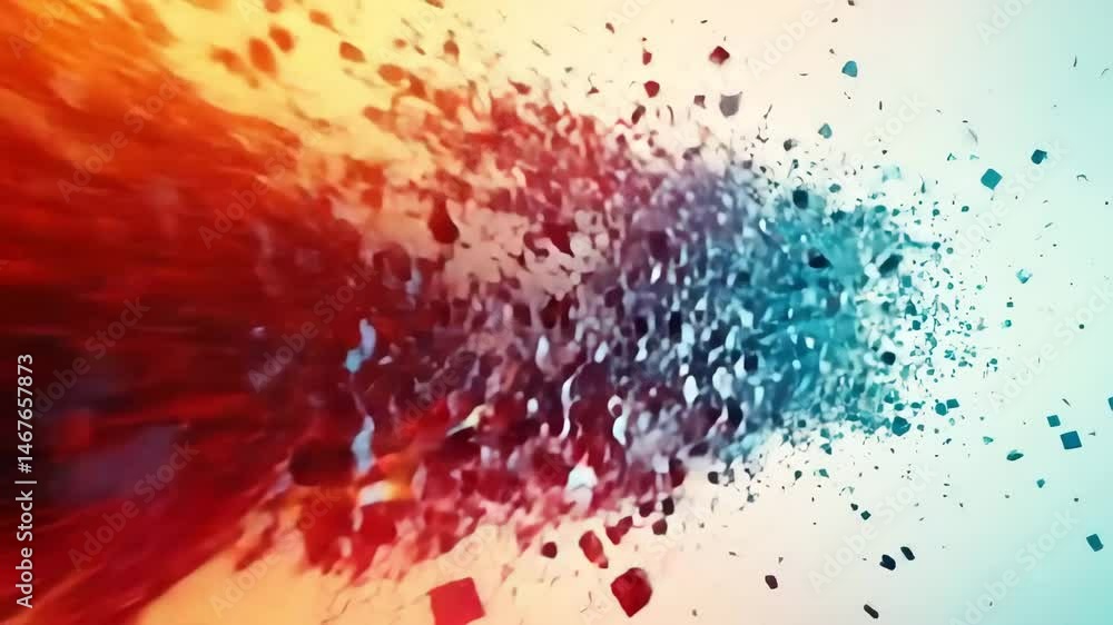 Poster exploring vibrant abstract art with dynamic colors and fluid movement in a creative environment