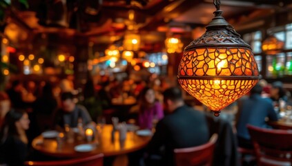 Warm, bustling restaurant interior