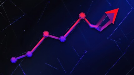 Ascending technological trend indicator presenting growth and strategic advancement across digital networks and future investments