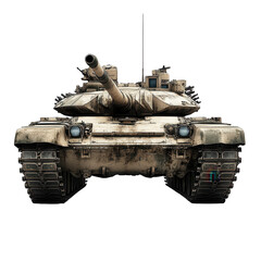 Military tank positioned prominently with a detailed view of its structure and weaponry in a realistic setting