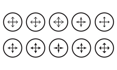 Four directions vector icon in thin line style. abstract arrows pointing in four directions vector illustration. 